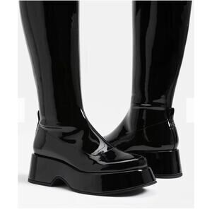 Sam Elderman Circus NY Black Patent Kimberly Boots Size 9 EUC